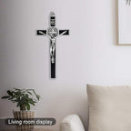 Wellcho Black Enamel Crucifix Wall Cross -Saint Benedict Metal Wall Art-7 Inch Cross Give Blessing and The Spiritual Sacred:Faith Gift for your Acquaintances