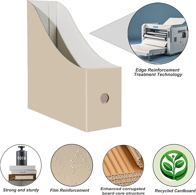 Limitliho 24 Pack Cardboard Magazine Holder for Desk, Book Bins for Classroom Library,Office,Home, 10.6" H x 10.2" L x 3.5" W in Magazine File holder (Fresh color)