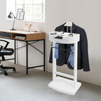 Freestanding Wood Clothes Valet Stand for Men/Women, Suit Hanger Butler Clothing Racks with Base, for Office Living Room Bed Room