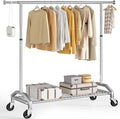 Clothes Rack for Hanging Clothes 350lbs Heavy Duty Clothing Rack 51 to 71" W x 16.53" D x 65" to 71" H Adjustable Rolling Clothes Rack Coat Rack Garment Rack 3" industrial Wheels Silver
