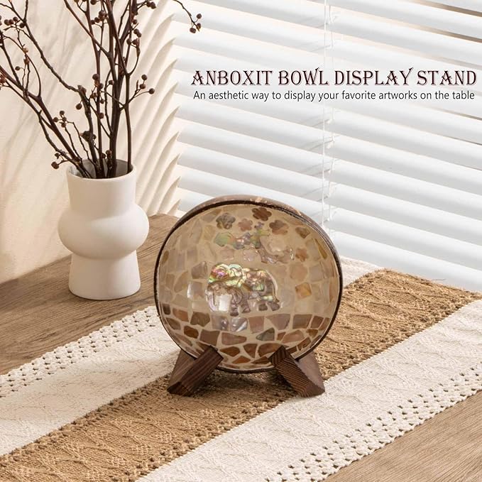 ANBOXIT Bowl Stands for Display, 3 Pack 3.5 Inch Plate Holder, Wooden Easel Frame Holder, Display Stand for Large Deep Platters and Dishes, 3.5" H x 4.8" W x 4" D (For Bowls under 2.5" in Depth)