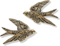 AMOIENSIS Bird Wall Sculpture Art, Set of 2, 4.75 Inch Resin Antique Gold Bird 3D Sculpted Floating Hanging Wall Decoration