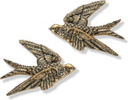 AMOIENSIS Bird Wall Sculpture Art, Set of 2, 4.75 Inch Resin Antique Gold Bird 3D Sculpted Floating Hanging Wall Decoration