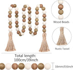 Meplait Wood Bead Garland, 39in Farmhouse Beads with Tassels for Tiered Tray Decor