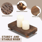 Maitys 3 Pcs Wooden Risers for Display Pedestal Stand Wooden for Decor Farmhouse Vintage Rustic Stackable Kitchen Stand Tray Riser, 3 Sizes(8 x 4.3, 6 x 3.5, 4 x 2.8 in,Brown)
