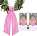 2 Pcs Pink Wreath Sash for Front Door Linen Wreath Ribbon Bow for Yard Porch Garland Home Decor