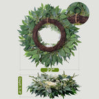 Spring Summer Wreath for Front Door Year-Round, 20" Artificial Greenery Wreath for Porch Wall Window, Farmhouse Holiday Decor with Lamb’s Ear Hydrangea Peony