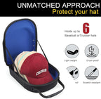 Hard baseball hat case, Hat Carrier Travel Case with Adjustable Shoulder Strap, Hat cap case for 6 Baseball Caps - Perfect for Traveling & At-Home Storage (Black with Blue)