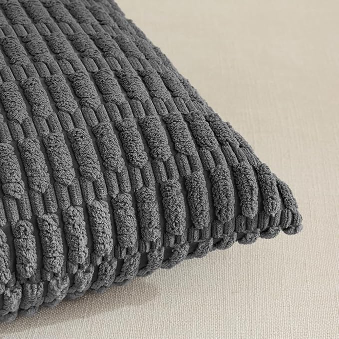 Fancy Homi 4 Packs Decorative Throw Pillow Covers for Living Room Couch Bed, Modern Farmhouse Boho Home Décor Accent Cushion Case, 20" x 12", Dark Gray