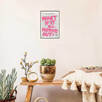 Drimiler Retro Newspaper Pink Font Poster What If It All Works Out Canvas Wall Art Positive Affirming Quote Minimalist Prints Painting For Home Bedroom Dorm Wall Decor 12x16in Framed