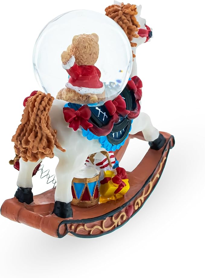 Teddy Bears' Rocking Horse Christmas Water Snow Globe