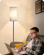 Floor Lamp, Pole Lamp with Foot Switch, Modern Standing Lamp Lampshade, Minimalist Freestanding Lamp (Bulb Not Included), for Living Room, Bedroom Office ETL Listed, Black and Gray H07LD05