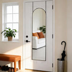DUMOS 47"x14" Full Length Door Mirror, Arched Full Body Mirror with Aluminum Alloy Thin Frame, Leaning or Hanging, Suitable for Bedroom, Livingroom, Cloakroom, Black