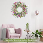 Artgar 26 Inch Spring Wreaths for Front Door, Spring Summer Lavender Paper Flower Wreaths for Home Farmhouse Windows Walls Porch Wedding Indoor Outdoor Decor for All Seasons (Pink)