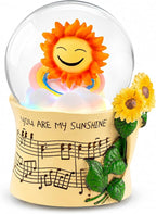 You are My Sunshine Snow Globe Music Box with Colorful Lights, Sunflower Musical Snowglobe, Wind Up Resin Flower Music Box Gifts for Mom Wife Girlfriend Grandma Women Birthday Anniversary