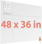 MaxGear Large Cork Board for Wall 48" x 36" White Bulletin Board, 12 Pack Felt Wall Tiles with Pushpins, Cork Boards for Office Pin Board Tack Board for Photo Meno Decor