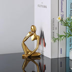 BMLCGJ Thinker Statue Gold Decor Abstract Art Sculpture, Golden Resin Collectible Figurines for Home Living Room Office Shelf Decoration,Great Gifts Ideas (Gold)
