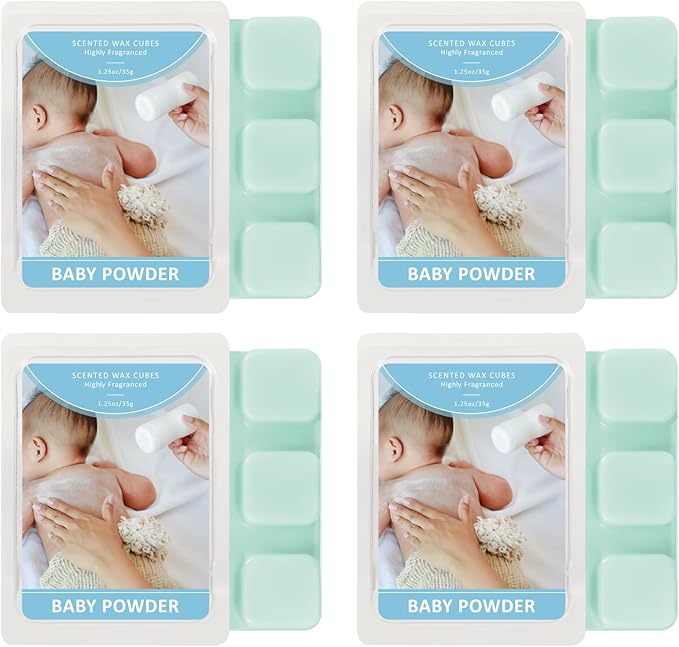 SCENTORINI Wax Melts, Baby Powder Scent, Summer Scent Wax Cubes Strong Scent, 4 Pack Non-Toxic Soy Wax Cubes for Warmers, Home Fragrance