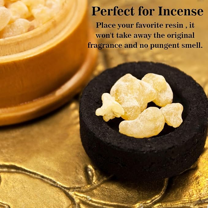 MAQIHAN 50PCS Incense Charcoal Briquettes - Charcoal Tablets Incense Burner Charcoal Burning Discs Resin Burner Grilling Quick Light Natural Charcoal Bulk Instant Fire Coals Supplies