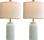 USumkky 20.5 inches Modern Ceramic Green Bedside Lamp Set of 2 for Bedroom Decor Farmhouse Table Lamp for Living Room Office Dorm