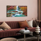 Tropical Forest Wall Art Nature Mountain Pictures Wall Decor for Living Room Bedroom Waterfall Landscape Canvas Prints Posters Tree Fall Scenery Paintings Modern Autumn Artwork Home Decorations 24x48”