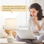 GyroVu 18" Table Lamp Set of 2, Ceramic Table Lamp Classic Beside Lamps Nightstand Lamp Modern Lamp for Living Room, Bedroom & Office Rocker Swtich Cream-LED Bulbs Included