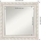 Amanti Art White Wall Mirror 26x26 Opera Off White Square Bathroom Mirror for Wall Decor Living Room, Medium Traditional Wood Frame, Hangs Horizonally and Vertically, Bathroom Decor, Beveled Edge