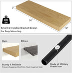 Venusmiles Floating Shelves for Wall, 36 Inch Wide x 12 Inch Deep Floating Shelves, Long Wood Floating Wall Shelf Shelves for Living Room Bathroom Bedroom Kitchen Home - (Oak, 36" W x 12" D x 2" H)
