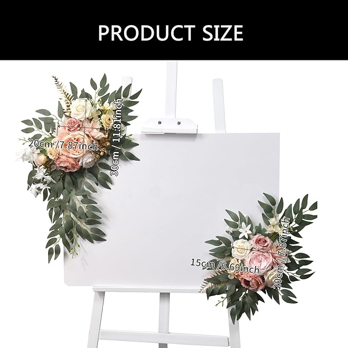 2Pieces Wedding Decorative Swag Artificial Flower Swag Ceremony Sign for Indoor and Outdoor Use Decorations