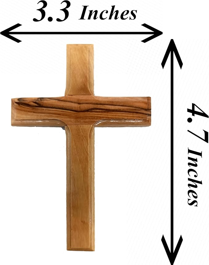 Zuluf Bethlehem Olive Wood Wall Cross | 4.7" Handmade Christian & Catholic Decor Christmas Wall Hanging Gift | Religious Spiritual Jesus Small Wooden Cross for Wall Decor cruz de madera pequeña