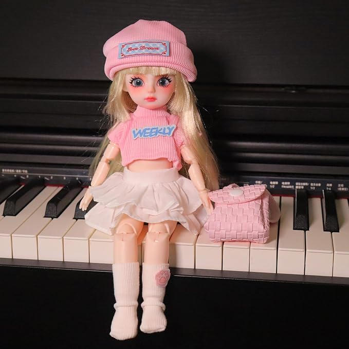 Original 1/6 Scale Anime Doll with Hand-Painted Face, Unique Cute Collectible Ball-Jointed Doll with Removable Outfit, 30cm Art Figure for Christmas & Birthday Gifts (Mia)