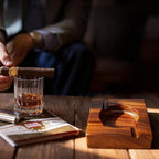 Premium Extra Large Wooden Cigar Ash Tray with 3 Cigar Cutter set, Cigarette Ashtray for Smokers Outside Patio Home Office Bar Use