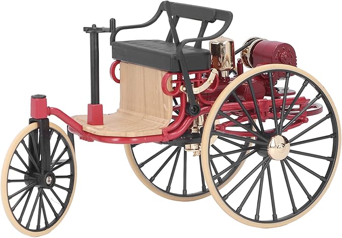 Fdit Retro Alloy Tricycle Ornament High Simulation Classic Car Model 1:12 Scale Decoration for Home, Ideal Model Collectors, Suitable for Wine Cabinet Entrance Decor, Durable and Sturdy Design (Red)