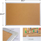 Cork Board Bulletin Board 20 x 30 Inches, Silver Aluminium Framed Corkboard, Office Board for Wall Cork, Large Wall Mounted Notice Pin Board