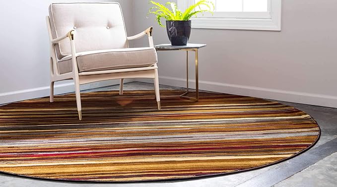 Unique Loom Barista Collection Area Rug - Icatu (4' 1" Round, Beige/ Brown)