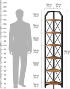 CHOEZON 6-Tier Corner Shelf, Industrial Corner Bookshelf, 71.2" Corner Storage Stand, Plant Stand Display Shelf, Corner Bookcase for Bedroom, Living Room, Home Office, Rustic Brown and Black TCJ11BF