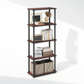 Furinno Turn-N-Tube Book Shelf, 5-Tier Bookshelf, Bookcase with Multipurpose Compact Display Rack, 11.6 x 23.6 x 57.4, for Living Room, Bedroom, Home Office, Dark Cherry/Black