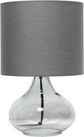 Simple Designs LT1210-SMG 13.75" Contemporary Curved Glass Table Lamp, Smoke Gray with Gray Shade