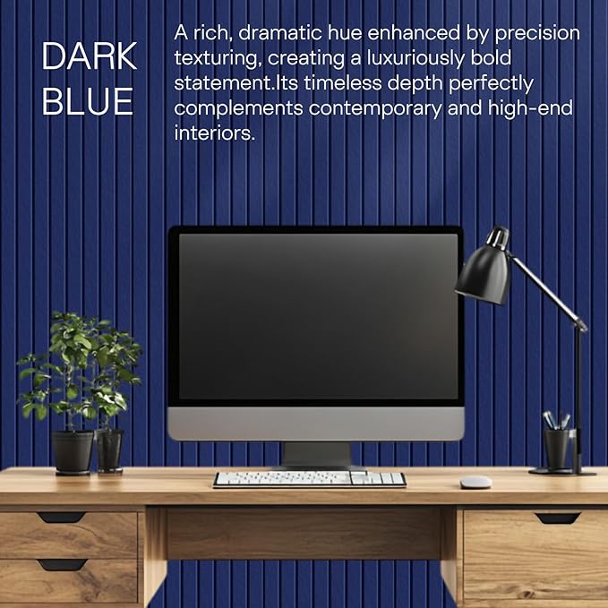 MaxGear Large Cork Boards for Walls 36" x 24", Dark Blue Felt Bulletin Board Tiles for Office Decor, 6 Pack Felt Wall Tiles with Slat Paneling, Push Pin Board Home Wall Organizer