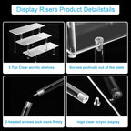 HENABLE 2PCS Acrylic Display Risers, 3 Tier Clear Cupcake Stand Risers, Organizer for Perfume, Funko POP, Food, Tabletop Use