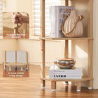 YUFAM 3-Tier Corner Shelf with Sturdy 5-Leg Base, Wooden Corner Bookshelf for Small Spaces, Small Corner Table for Living Room, Bedroom, Bathroom, Natural