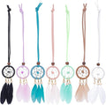 Mini Dream Catcher 7pcs Set - Car Interior Rearview Mirror Dangle Bag Pendant Charm 1.2" Diameter and 9" Long