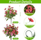 Fake Artificial Flowers for Outdoors Decoration,4 Bundles Silk Faux Spring Flowers with Plants Leave UV Resistant for Planter Front Door Porch Yard Patio Window Box Home Indoor Decor