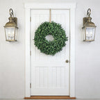 24 Inch Artificial Boxwood Wreath for Front Door – Lush Green Leaf Wreath for All Seasons, Faux Boxwood Door Decor for Farmhouse, Porch, Wall, and Indoor Outdoor Home Decoration (1, 24 Inch)