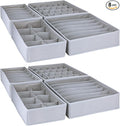 8 Pack Foldable Drawer Organizer - Light Gray Fabric Bins for Clothes, Underwear, Socks & More