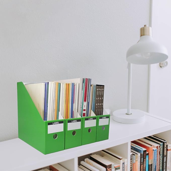 Limitliho Green Cardboard Magazine Holder (2 Pack), Magazine File Holder for Desk, Sturdy Book Bins for Classroom, Vertical File Folder Organizer, 10.6'' H×10.2'' L ×3.5''W Inch Magazine Rack