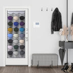 Unjumbly Baseball Hat Rack, 24 Pocket Over-The-Door Hat Organizer with Clear Deep Pockets to Display Baseball Caps Collection, Complete with 3 Over Door Hooks (Grey, 24 Pockets)