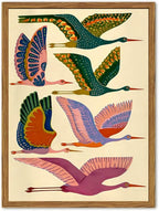 Framed Colorful Bird Wall Art, Vintage Flying Heron Pictures Wall Decor, Mid Century Modern Animal Paintings Canvas Prints Abstract Home Decor Aesthetic Artwork for Living Room Bedroom 12x16 inch