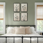 Framed Boho Vintage Botanical Wall Art, 4 Piece Black and White Floral Canvas Prints for Modern Farmhouse Bathroom, Natural Rustic Flower Artwork for Bedroom Kitchen Hallway Wall Decor, 11x14