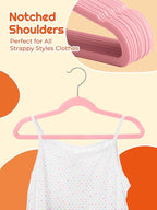 HOUSE DAY 14 Inch Kids Velvet Hangers 50 Pack, Durable Big Kids Hangers, Non Slip Kid Felt Hanger for Youth, Cute Childrens Hanger for Closet, Pink